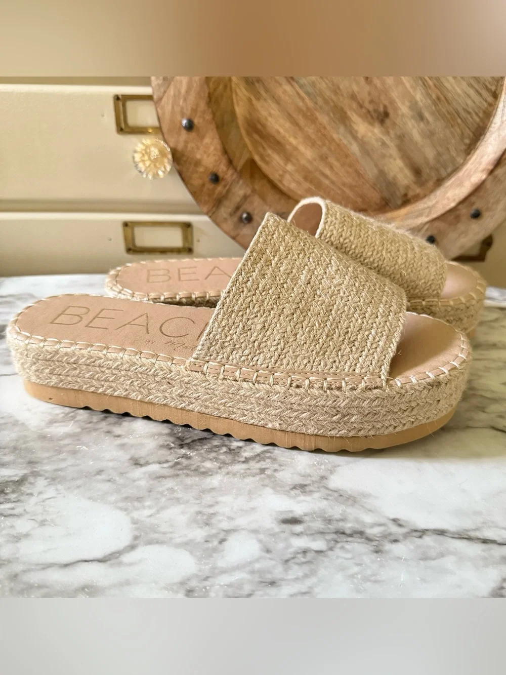 BEACH by Matisse Espadrille Platform Slide Sandals Women's Size 10